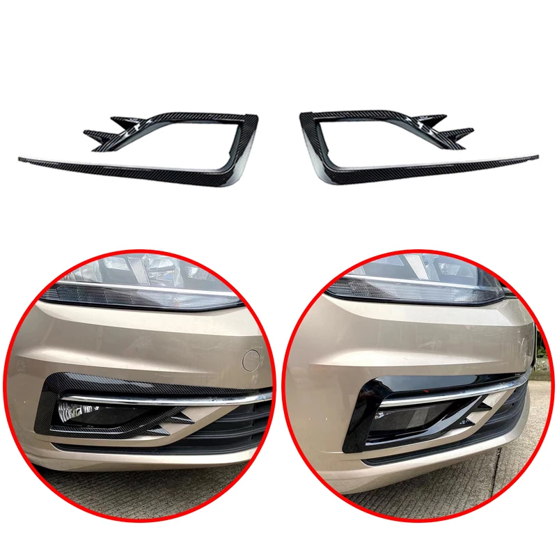 Fog Light Grille Cover Trim Wind Knife Razor Style Canards Kit For VW Golf 7 MK7 7.5 VII 2017-2019 Face lift Front Bumper