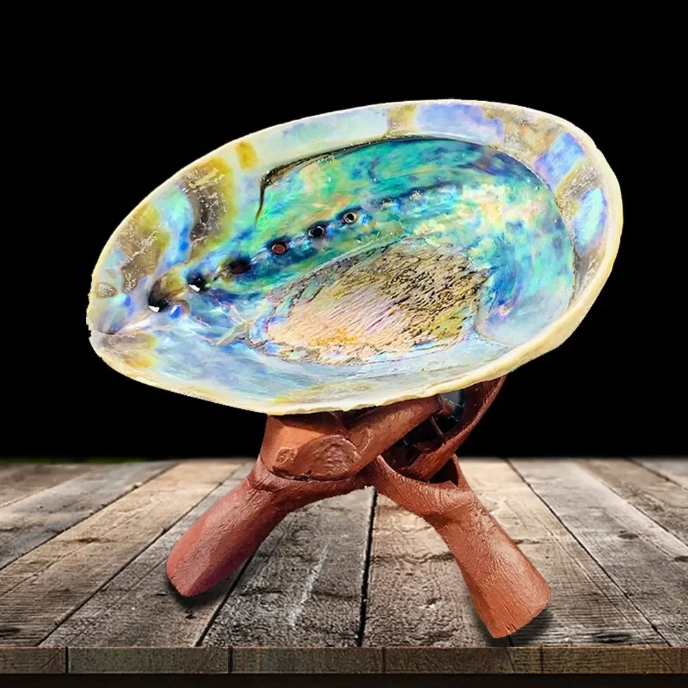 Wooden Tripod Display Stand Folding Holder for Abalone Shell Crystal Ball Geode Trinket Dish Incense Decor Rack Yoga Meditation