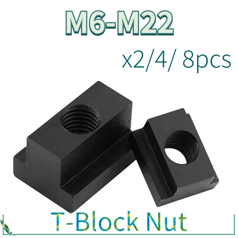 2/4/8pcs Black Oxide Finished Grade 8.8 Carbon Steel Nut Tapped Through Slot T-nuts DIN508 M6 M8 M10 M12 M14 M16 M18 M20 M22