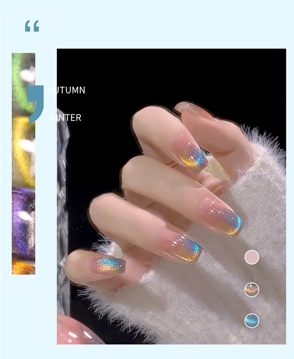 Vendeeni TPO HEMA FREE 10 Farben Aurora Broken Diamond Cat Eye Gel Nagellack Galaxy Cyclone Magnetischer UV Soak Off Gel Lack – Detail 7