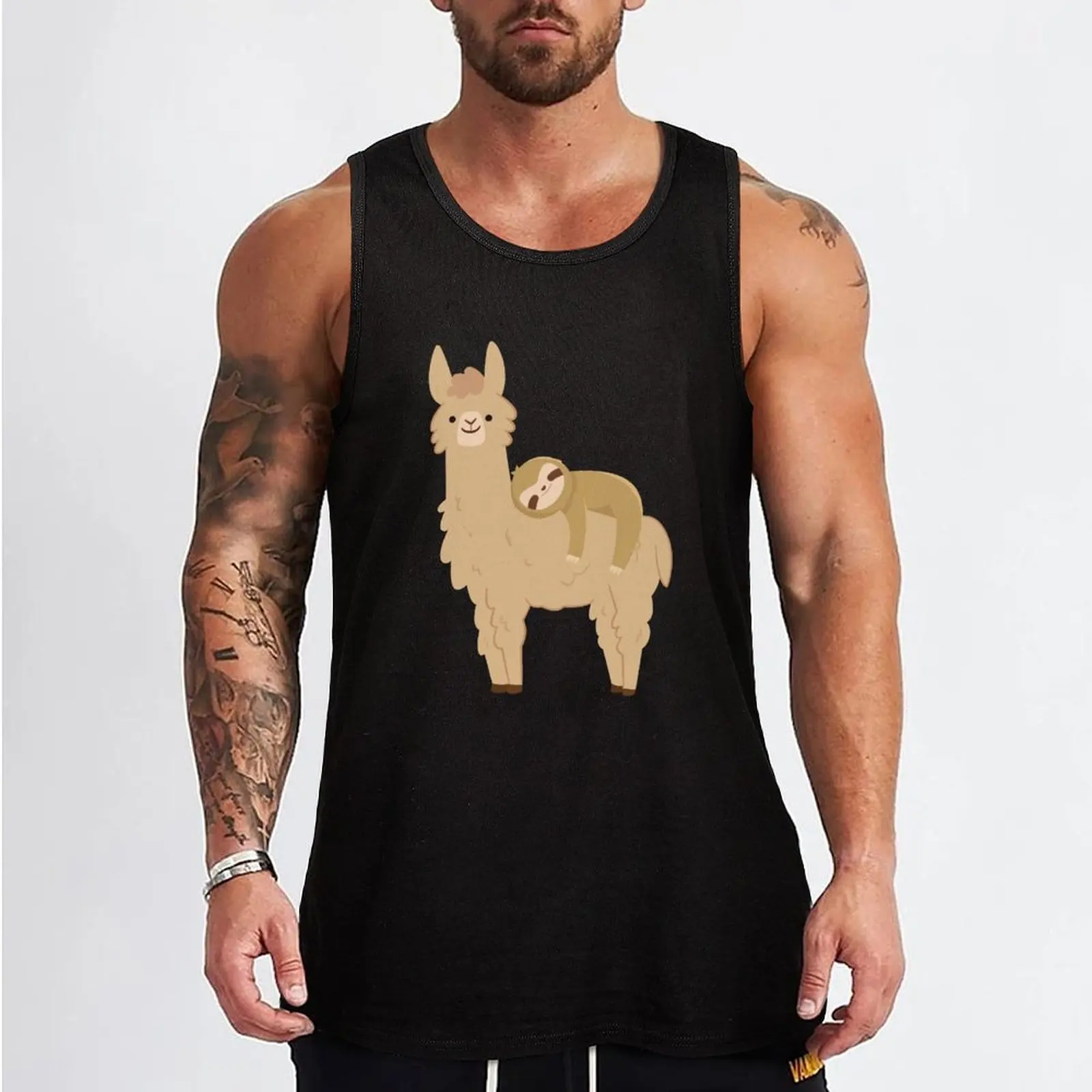 Adorable Sloth Relaxing on a Llama Funny Llama Sloth Tank Top singlets for men Men's t shirt