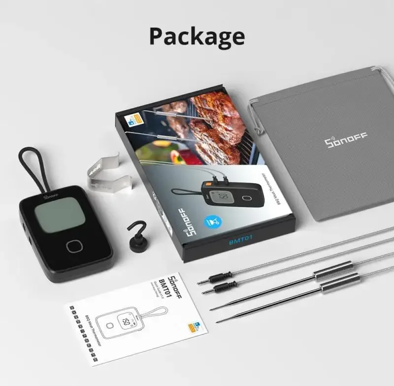 SONOFF BMT01 ميزان حرارة اللحوم اللاسلكي للشواء في الوقت الحقيقي مخطط درجة الحرارة الموقت تذكير مراقبة عن بعد تنبيهات درجة الحرارة عبر eWeLink
