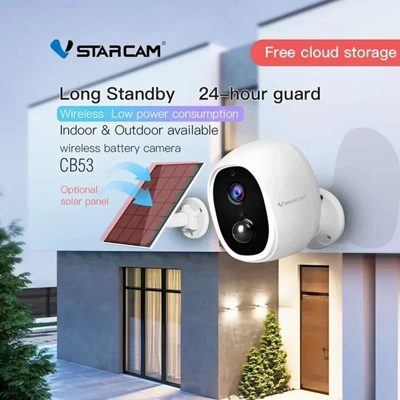 Vstarcam 2MP Solar Panel Wifi Camera 1080P HD Outdoor With Rechargeable Battery PIR Motion Detection Two Way Audio IP Camera