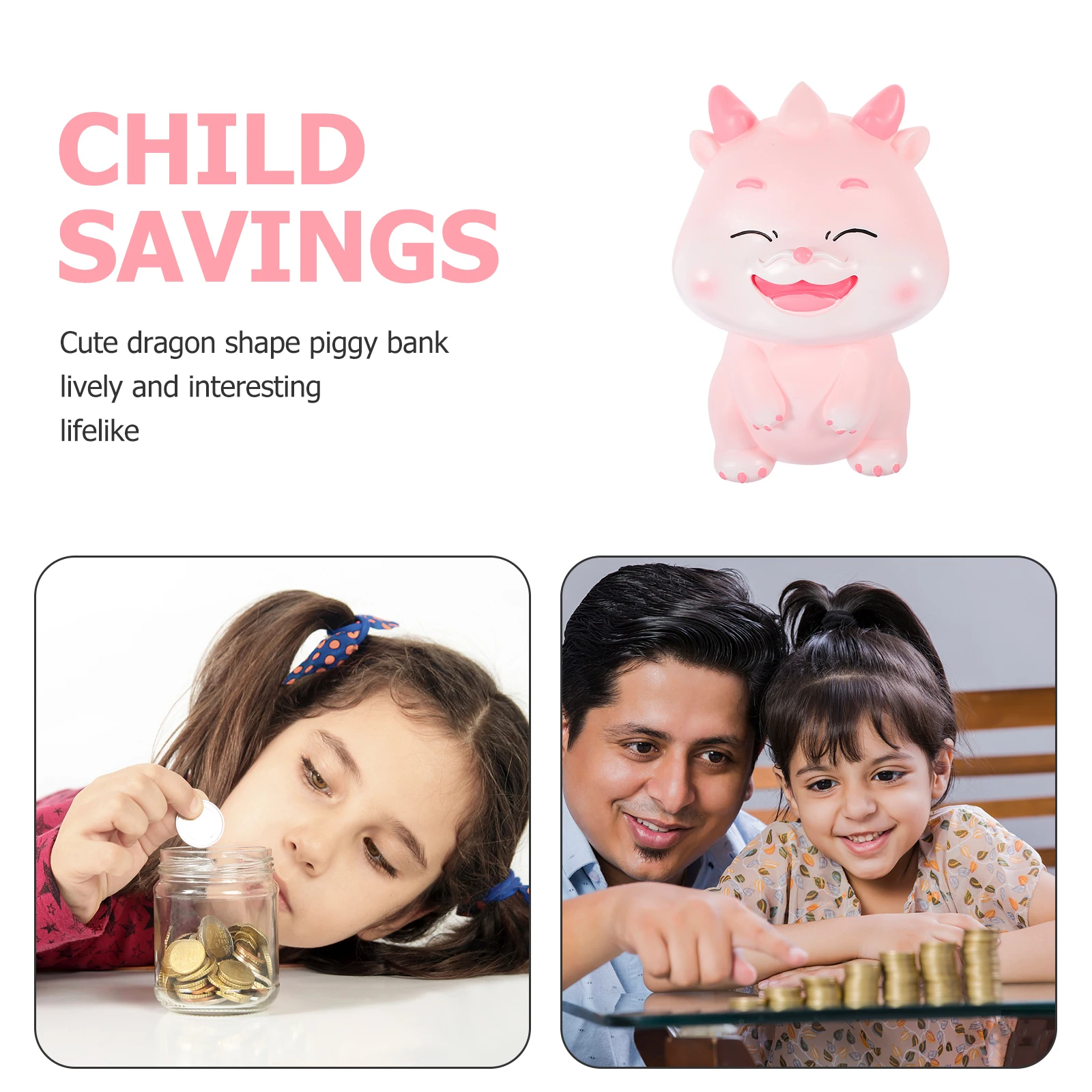 

1pc Cute Dragon Shaped Piggy Kids Vinyl Coin Saving Jar Flat Bottom Desktop Decoration Gift For New Year Festival Dragon