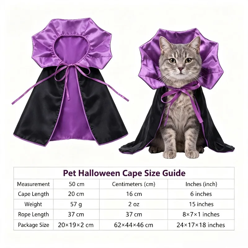 Cat wearing a Halloween pumpkin cape and wizard hat