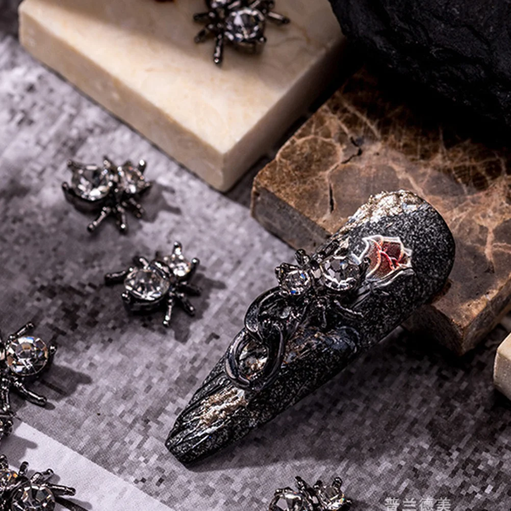 

20 Pcs Decor Spider Diamond Jewelry Decoration for Nail Three-dimensional Alloy