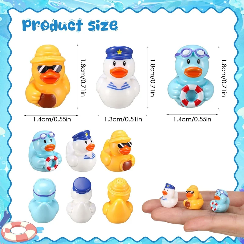 10 Pcs Mini Resin Sailor Cruise Ducks, Summer Tiny Figurines for Hiding, Fairy Garden Miniatures, Micro Landscape Accessories