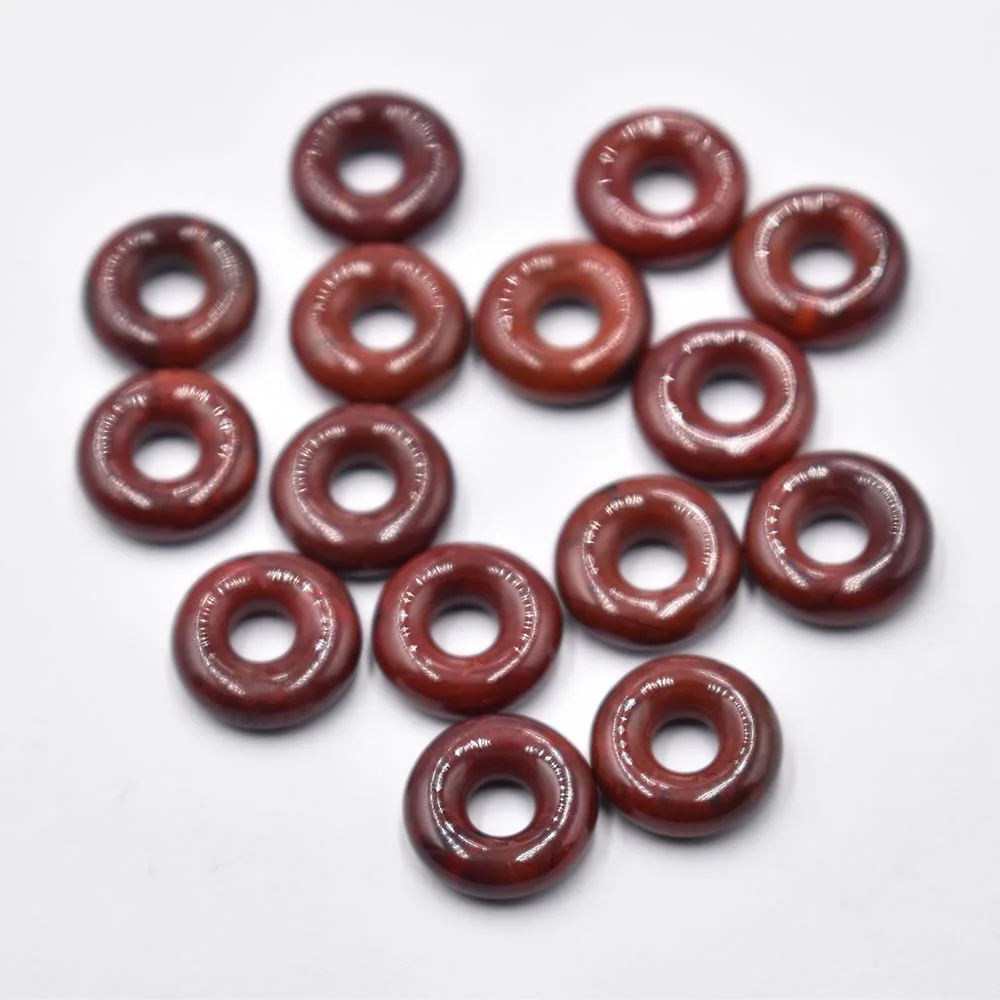 Naturstein Quarzkristall Tigerauge Opal Türkis Kreis 15mm Donut-Anhänger für DIY-Schmuckherstellung Halskette 26 Stück – Detail 14