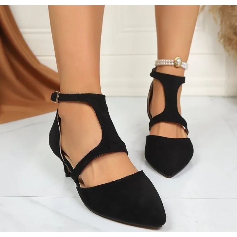 Sandalias de tacón fino con correa en T y cremallera trasera, estilo europeo sencillo, de piel pulida, para mujer, talla grande, novedad de verano 2026
