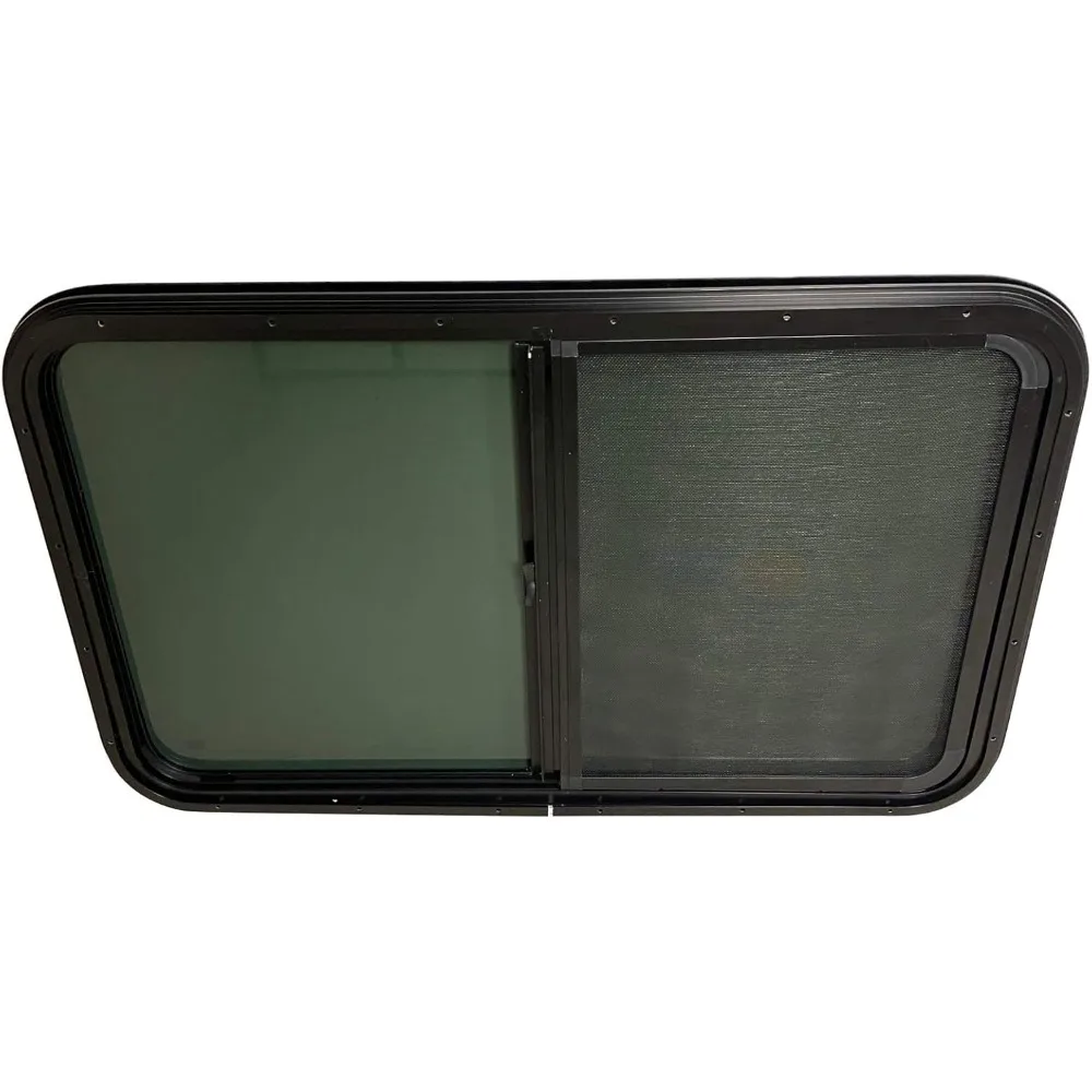 Jendela RV Horizontal dengan Layar untuk Rumah Mungil dan Camper, Termasuk Cincin Penjepit Interior, Cocok untuk Trailer Teardrop