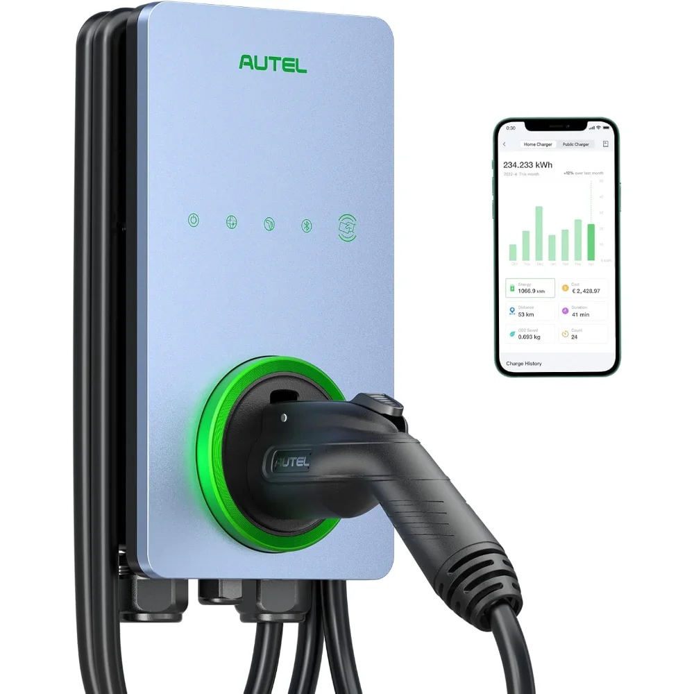 

Home Smart Electric Vehicle (EV) Charger up to 50Amp, 240V,Indoor/Outdoor Car Charging Station with Level 2, Wi-Fi and Bluetooth