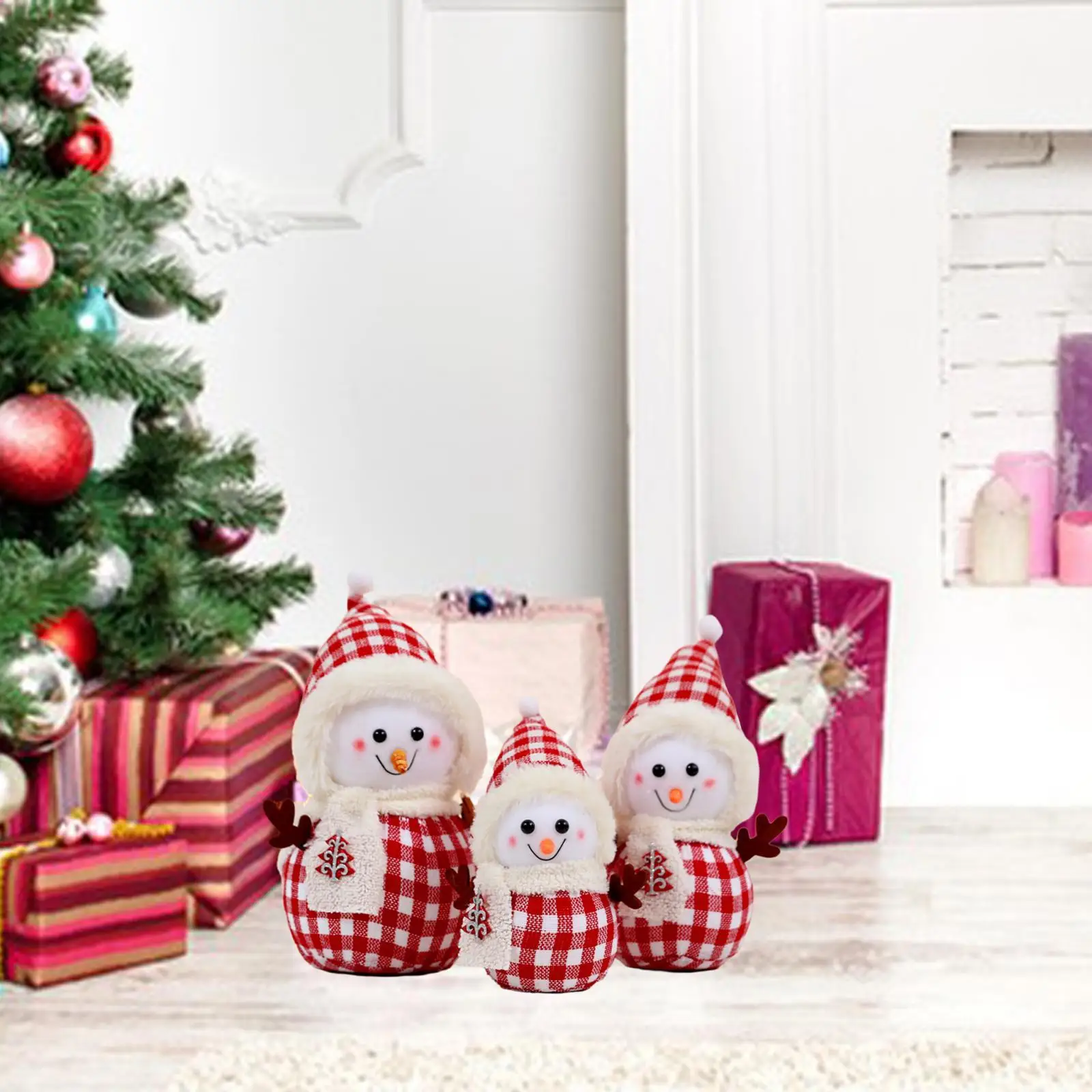 Set of 3 Christmas Plush Doll Tabletop Decorations Xmas Decor 8inch 10inch