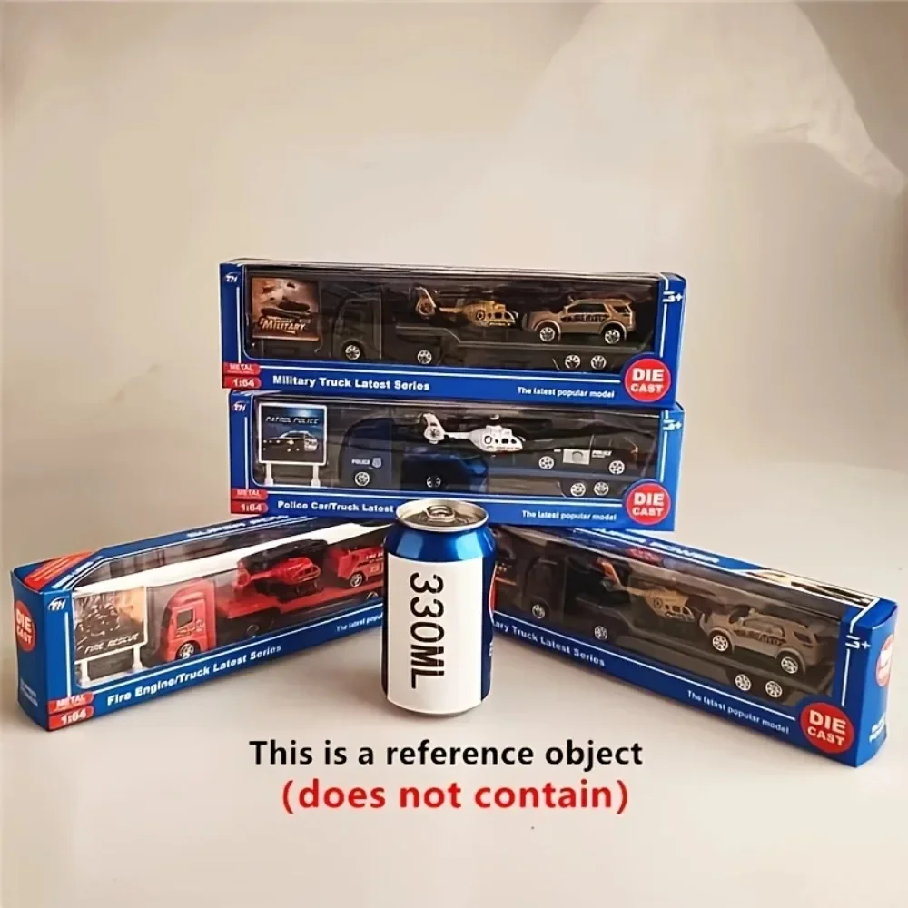 마찰 구동 캐리어 트럭 장난감 푸시 앤 고 건설 자동차 장난감 합금 견인 트레일러 트럭 세트 유아용 남아 여아 선물