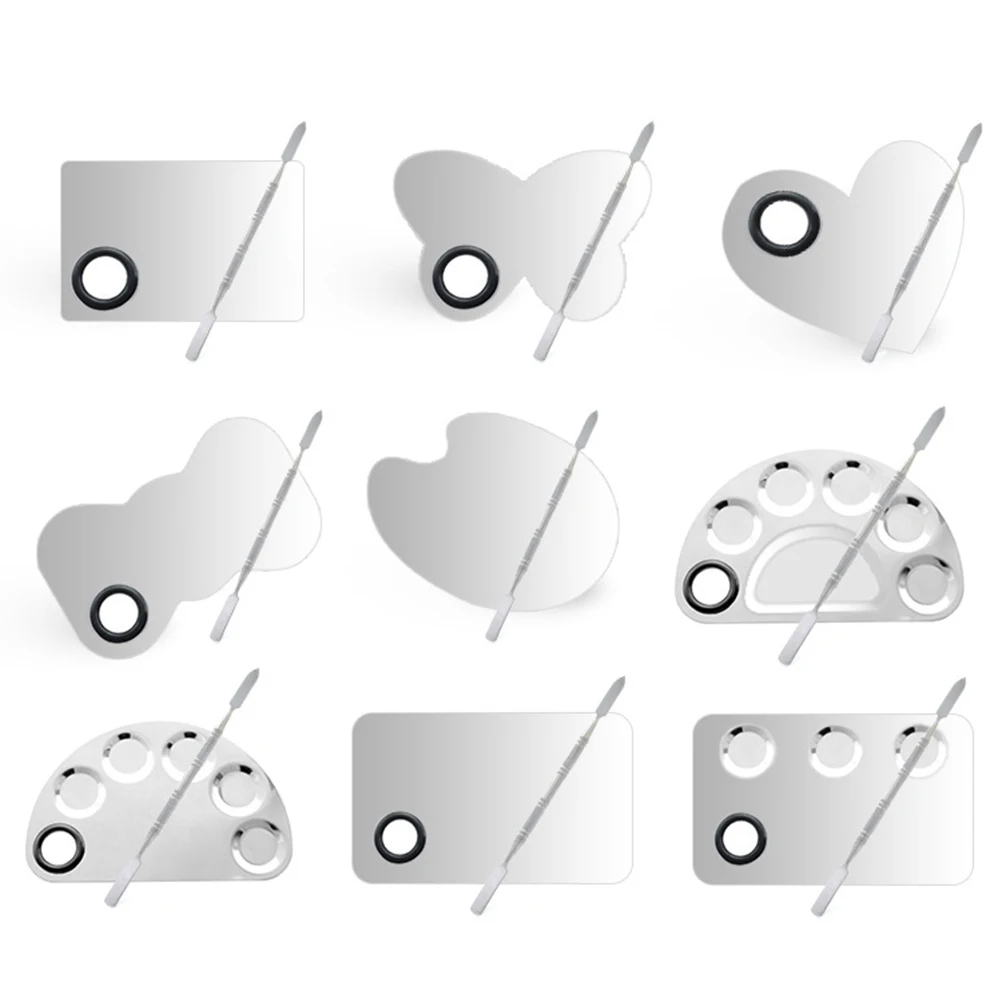 

1 set 1 Set Steel Nail Art Palette Nail Art Makeup Palette Tool For Mixing Foundations Lipstick Concealers Diy Beauty Kit