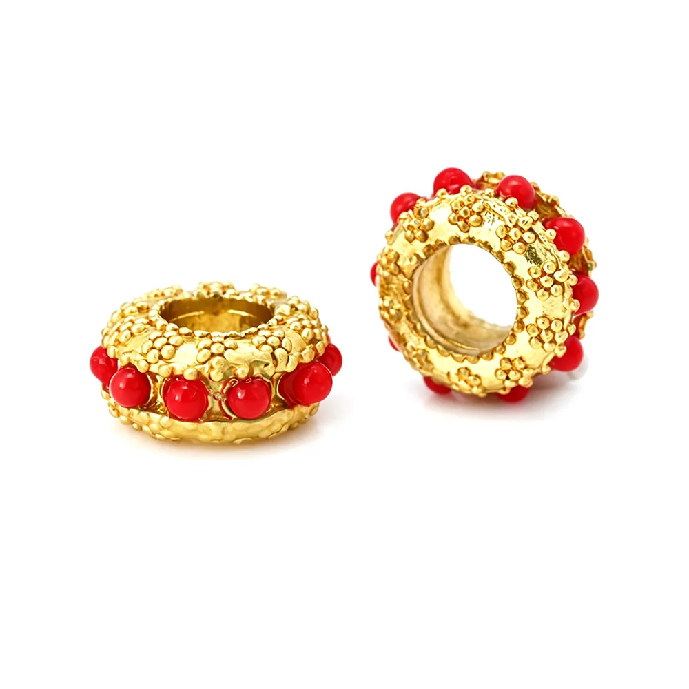 Matte Gold Color Brass and Plastic Imitation Pearls Wheel Spacer Beads Bracelet Beads Diy Jewelry Making Findings Accessories
