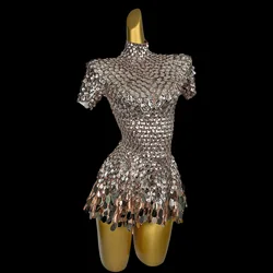 Sparkly Sequins Sexy Latin Dress Stage Wear Celebrate Birthday Prom Short Dress Nightclub Singer Stage Performance Dance Costume