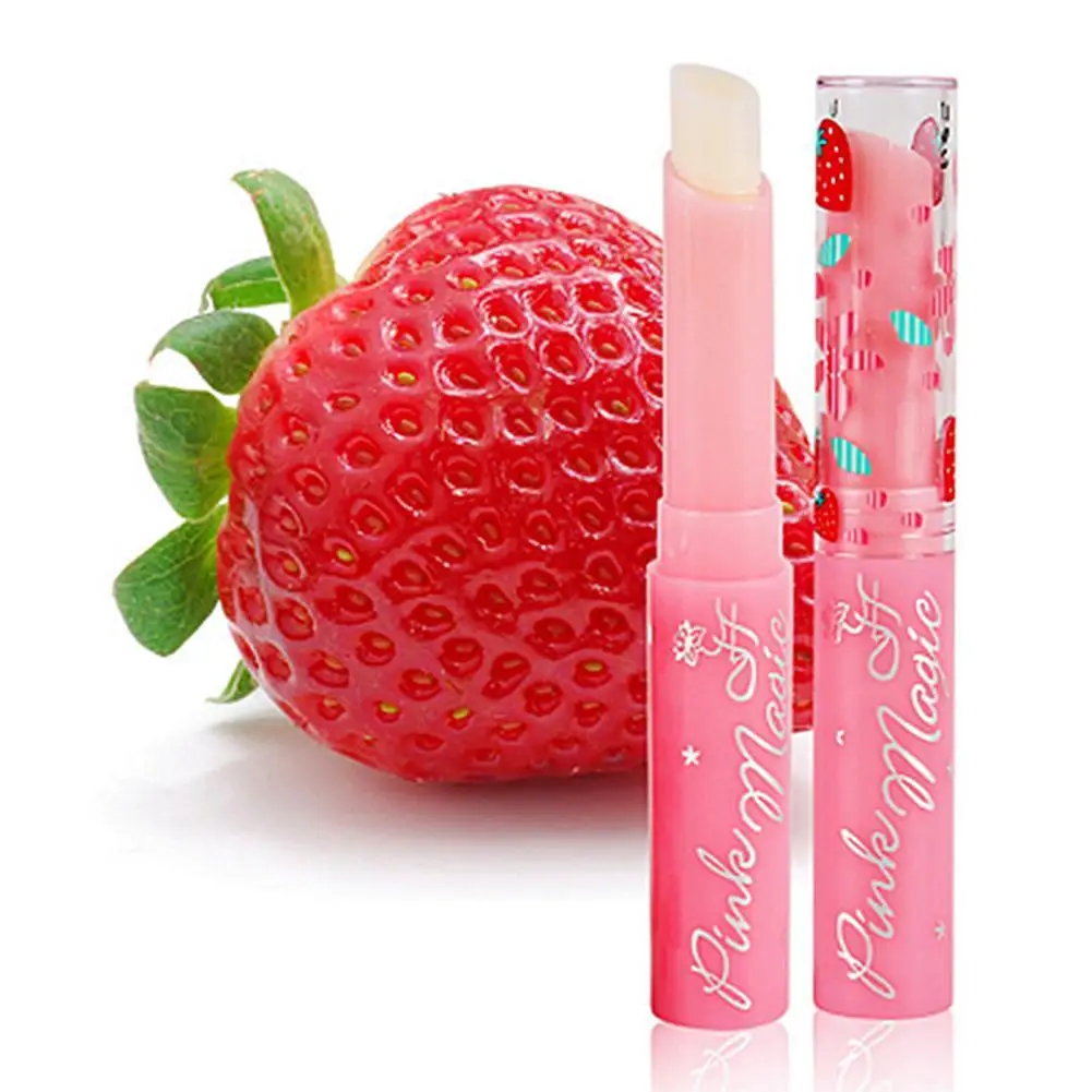 Bálsamo labial de fresa, 1-5 piezas, Color rosa que cambia de temperatura, hidratante, esmalte labial nutritivo, maquillaje de tinte labial