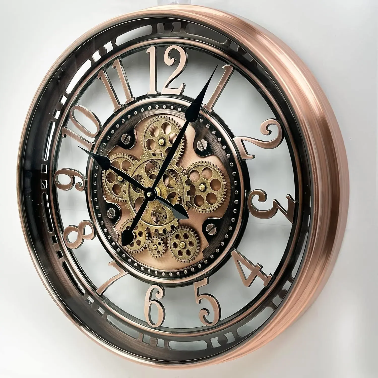 Real Moving Gears Wall Clock Large Modern Clocks for Living Room Decor, Industrial Steampunk Unique Vintage Rustic Decorative Cl