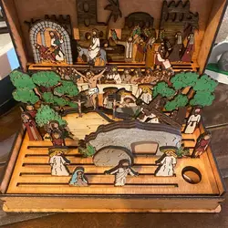 Durable Family Easter Holy Week Gift Wooden Teaching Aid DIY Easter Book Kit Handmade Easter Resurrection Scene Decor