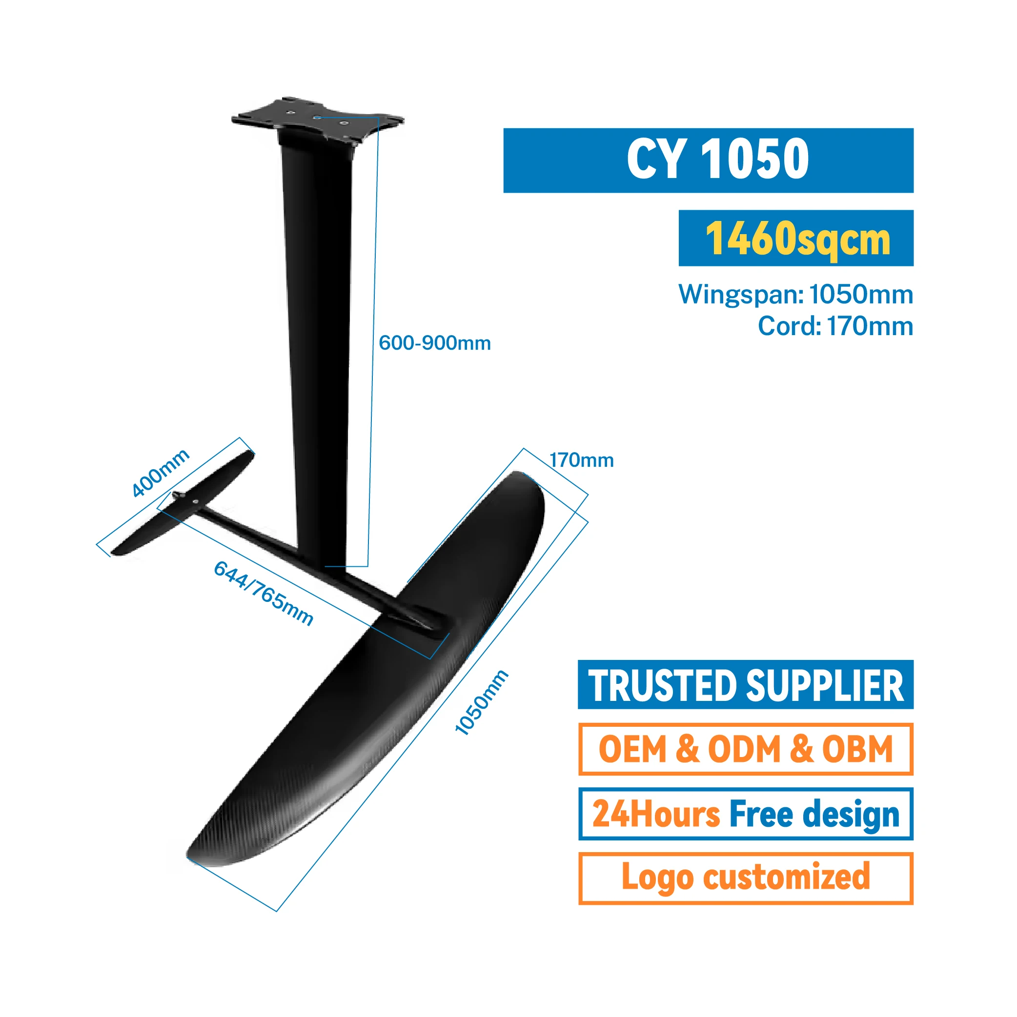 Largest Wing Surf Electric Hydrofoil Carbon Aluminum Surf Foil With Bag Accessory For Water And Ocean Surfboard Use
