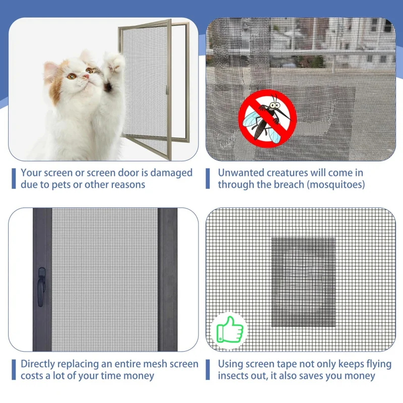 2 in x 49 FT Window Screen Repair Kit, Screen Repair Tape, Strong Adhesive, Waterproof, High Viscosity Screen Patch R