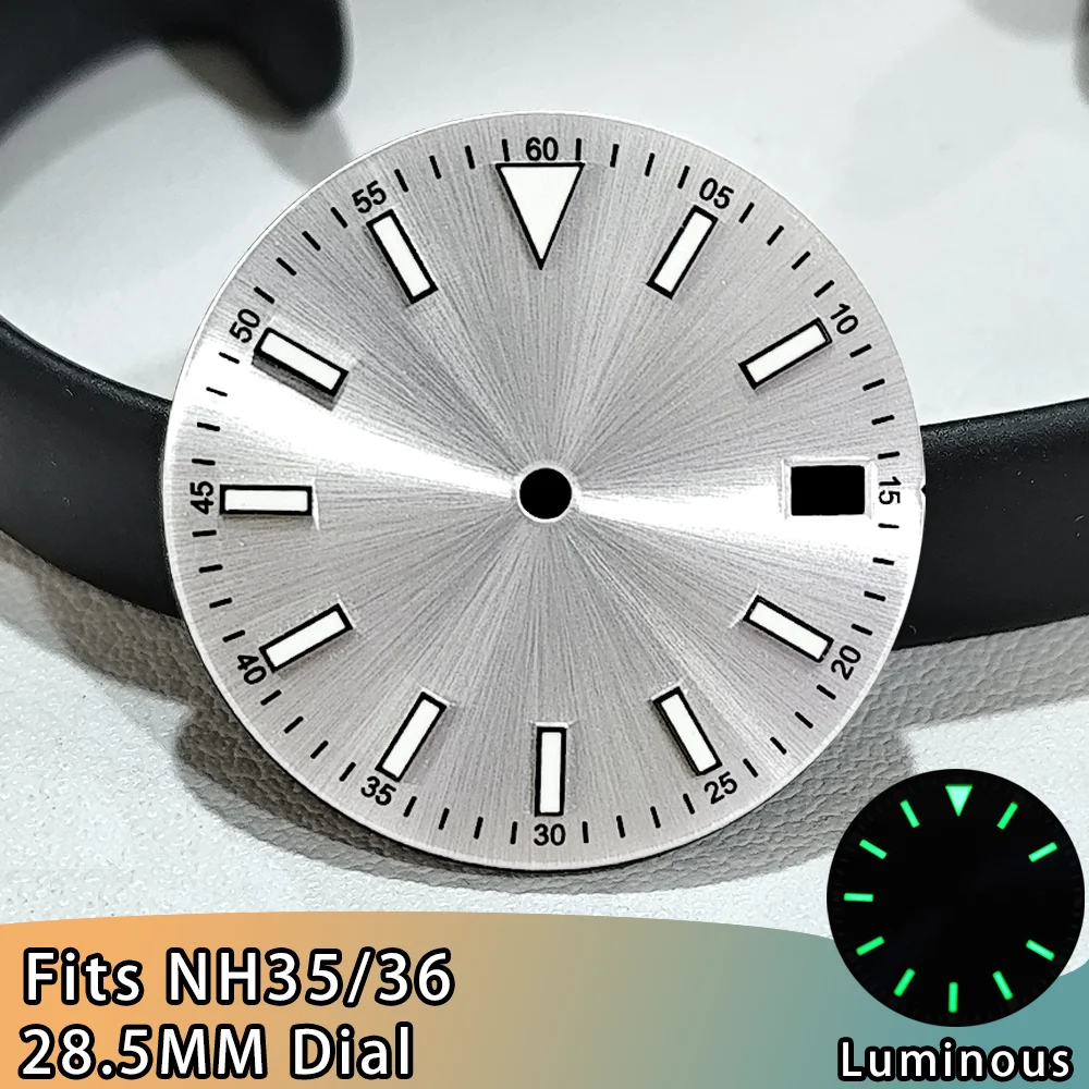 NH35 Watch Dial High Quality 28.5mm NH35 Dial For NH35 Movement Men's Watch Accessories Green Luminous NH35 NH36 Dial Accessory