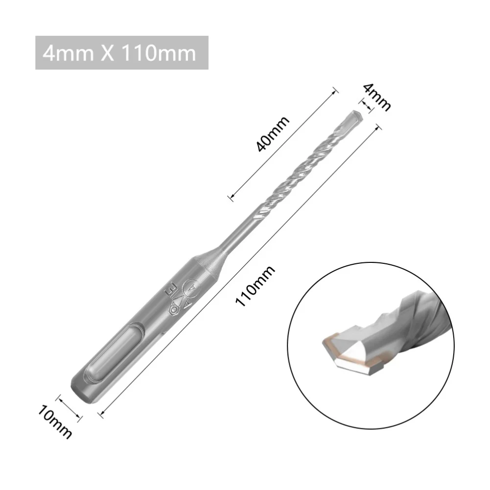 1pc Round Shank Double Groove For SDS-plus Masonry Drill Bit Set For Concrete Brick Tile Marble Wood High-speed Drilling