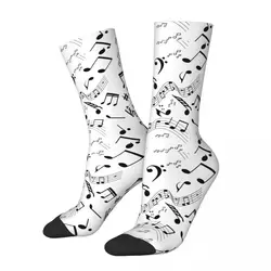 Musical Notes Theme Drawstring Socks Hiking Pouch 3D Print Backpack Boy Girls Mid-calf socks