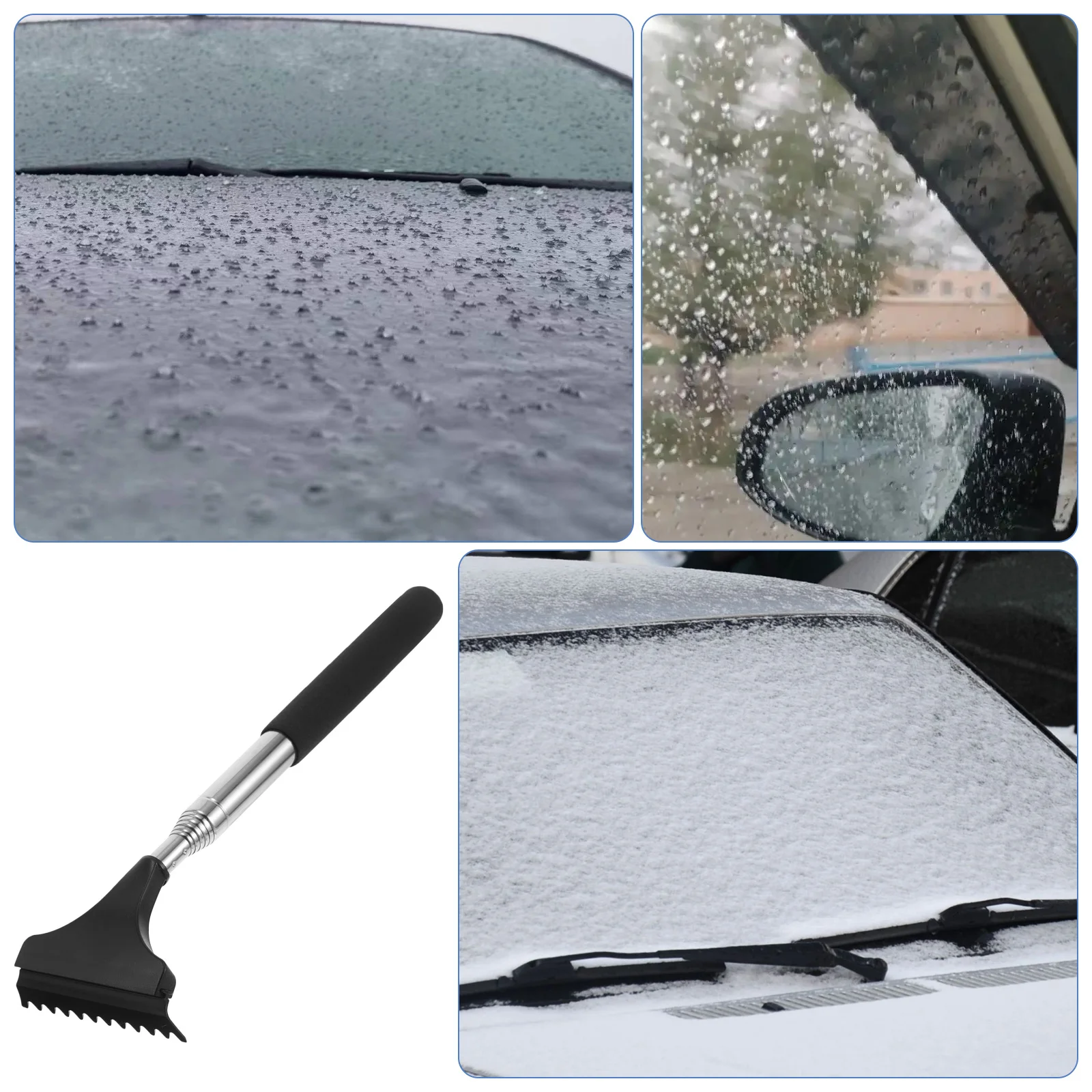 

1Set Car Mirror Cleaner Squeegee Snow Ice Scraper Extendable Design Efficient Snow Removal Car Rearview Mirror Wiper