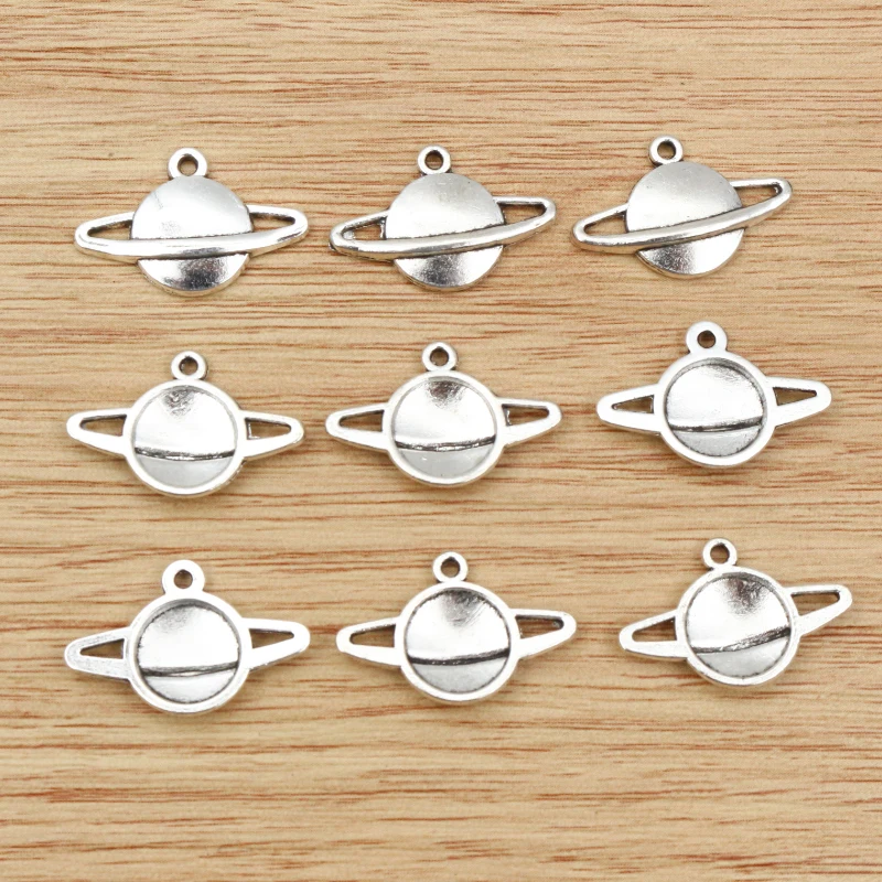 20pcs 20x13mm Saturn Charms Saturn Planet Spark Tibetan Silver Color Pendants Antique Jewelry Making DIY Handmade Craft Pendant