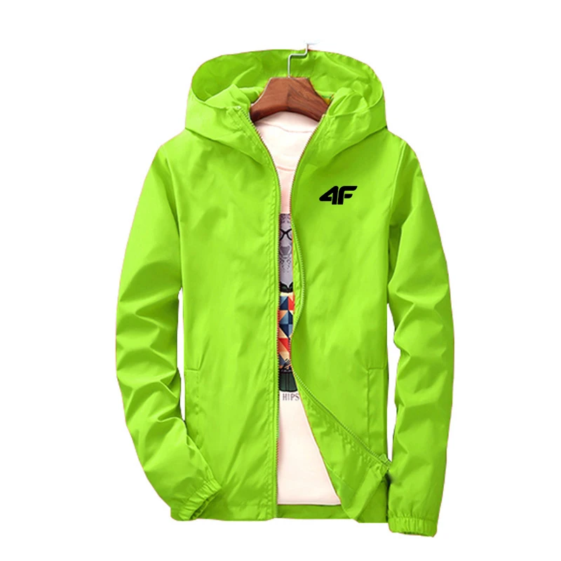 2024 Business Fashion Versatile new spring and summer solid color zipper hooded jacket men\'s waterproof windproof outdoor