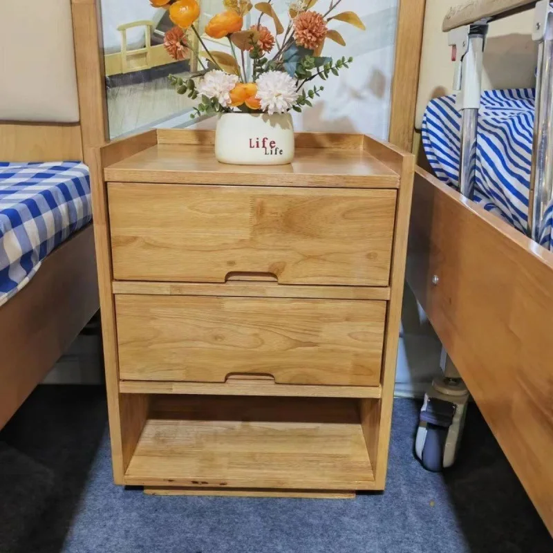 Nursing home wooden bedside table senior-friendly furniture bedroom storage senior care apartment