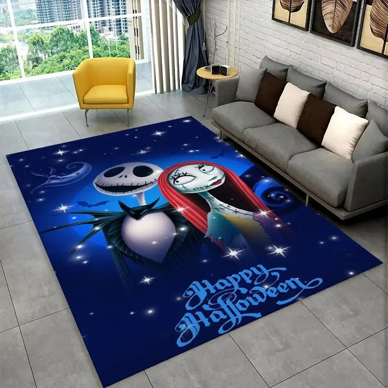 HD Cartoon N-Nightmare Before Christmas Jack Halloween Carpet Rug for Playroom Bedroom Living Room Sofa,Game Area Rug Non-slip