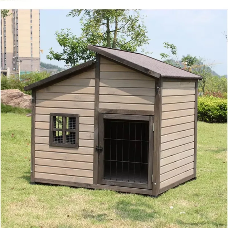 Luxury outdoor solid wood universal kennel waterproof dog cage villa oversized dog house furniture