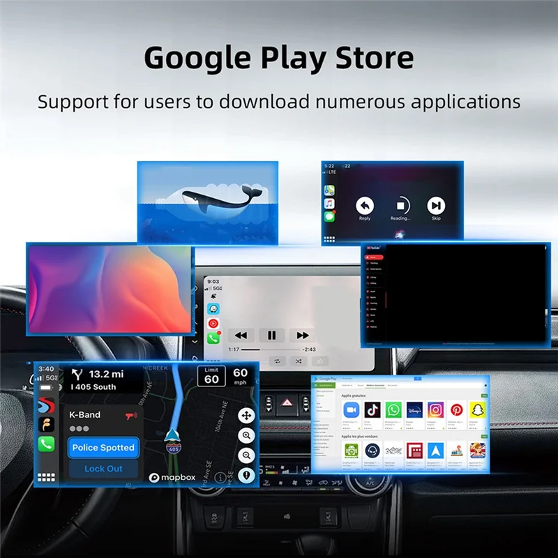 

A45U Wireless Carplay Android Ai Box Проводной к беспроводному адаптеру Carplay Android Octa-Core 4G + 64G Plug and Play