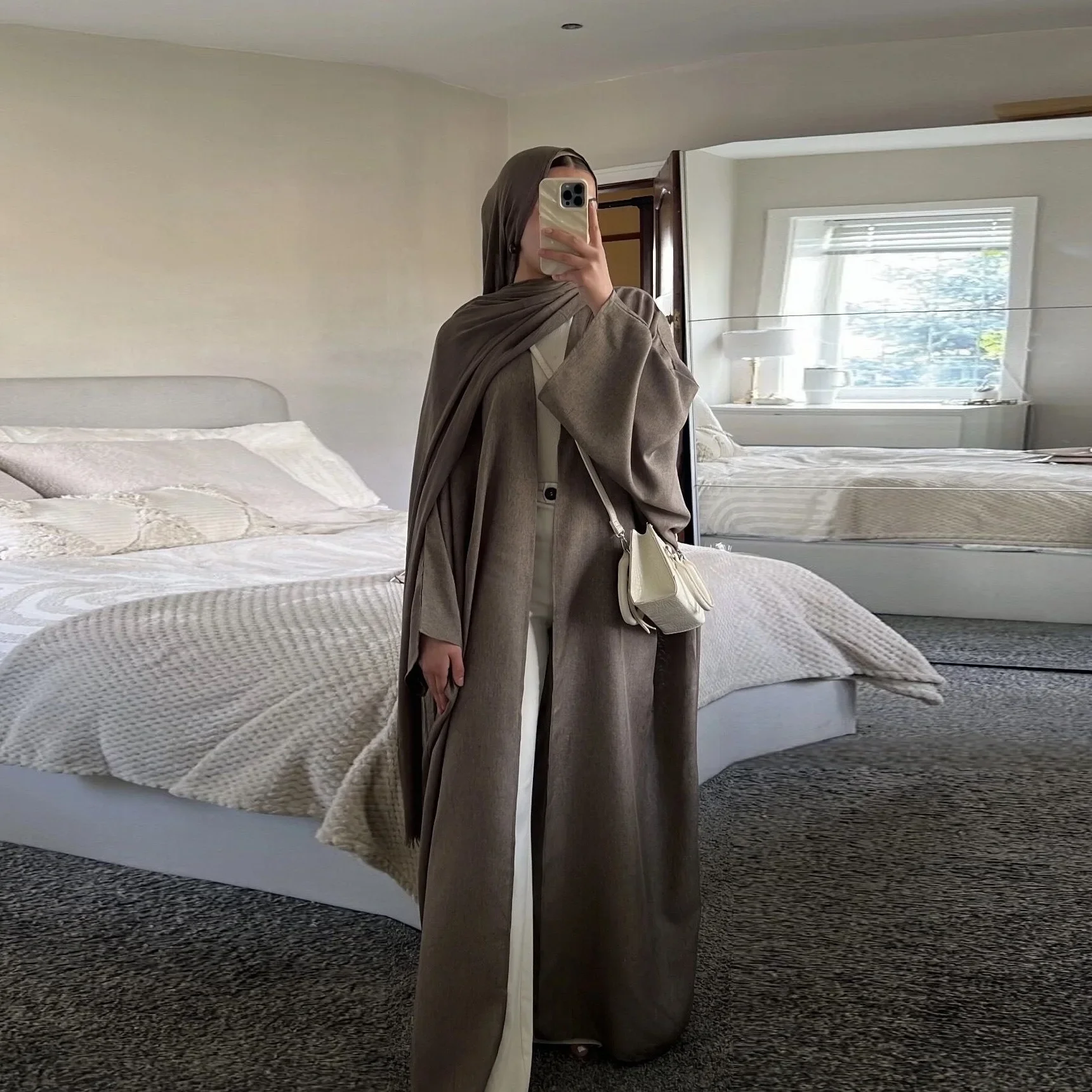 

Eid Linen Open Abaya for Women Dubai 2024 Plain Casual Abayas Kimono Turkey Outwear Muslim Hijab Dress Islam Outfit Kaftan Robe