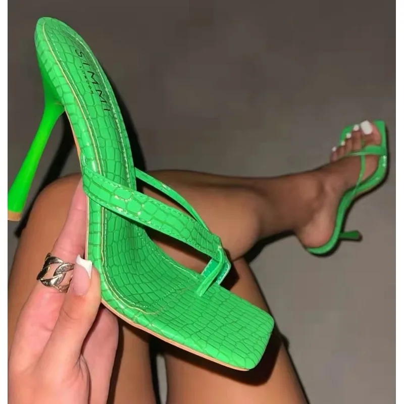 

Женские сандалии-шлепанцы на высоком каблуке-шпильке, большие размеры, в римском стиле, для офиса, с низким вырезом, на полиэстеровой подкладке, без застежек