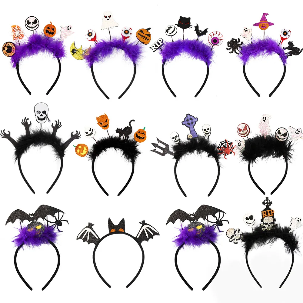 Children Headband Pumpkin Ghost Bat Hairband Boy Girl Carnival 2023 Halloween Accessories Kid Adult Head Ornament Fright Gift