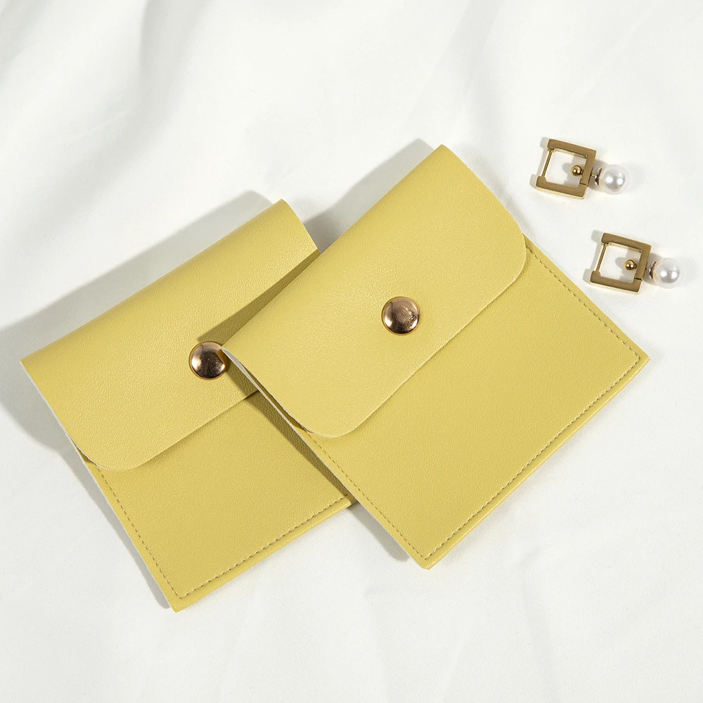 Luxury 8x8cm PU Leather Mini Snap Pouches 10Pcs for Necklaces Crystal Bangles & Jewelry Portable Storage for Daily Decoration