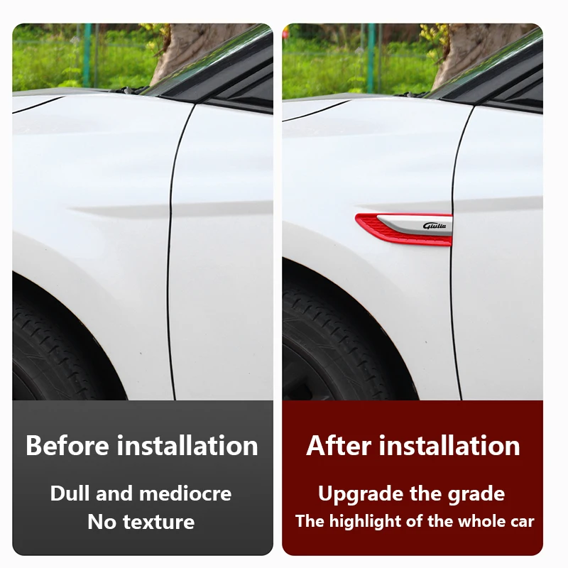 2pcs Car Side Vent Decoration Trim Sticker Air Fender Vent Trim Sticker For Alfa Romeo Giulia Car Accessories Engine air outlet - view 5