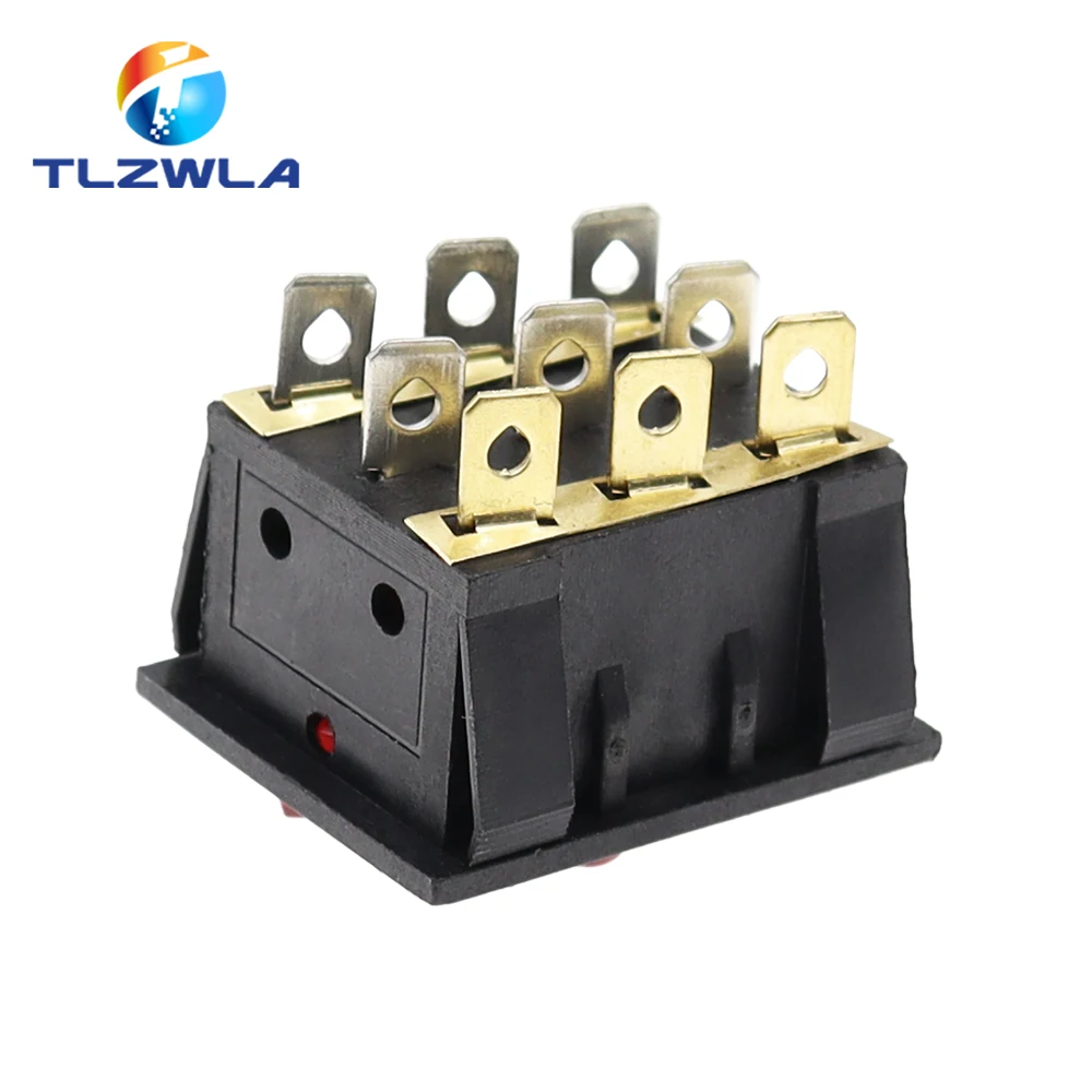 1PCS On-Off KCD3 9Pin Red 15A 250V 20A 125V AC Light Boat Car Rocker Switch KCD3-303 KCD3 Triple Light Switch Button