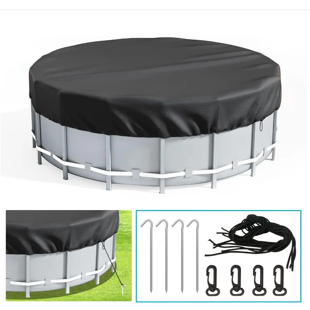 Pool Cover Above Ground Outdoor Round Large Swimming Pool Cover Circular Metal Prism Frame Pool Specific Pool Cover Accessories