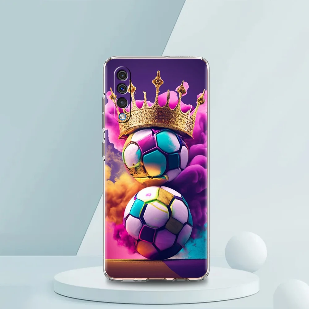 Transparent Phone Case for Samsung Galaxy A16 A14 A12 A22 A24 A42 A06 A20 A30 A40 Soft TPU Cover Football Footy Soccer Pattern