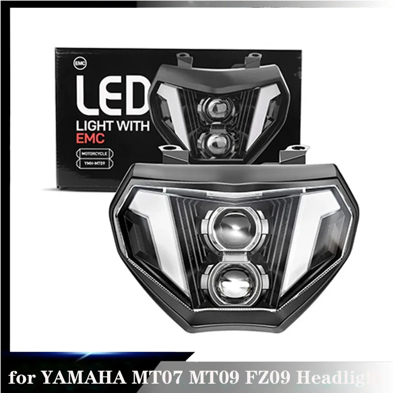 Led Headlight for Yamaha MT 09 MT-07 FZ09 2014 2015 2016 2017 2018 2019 Motorcycle Led HeadLamp DRL Hi-Lo Beam Indicator E-mark