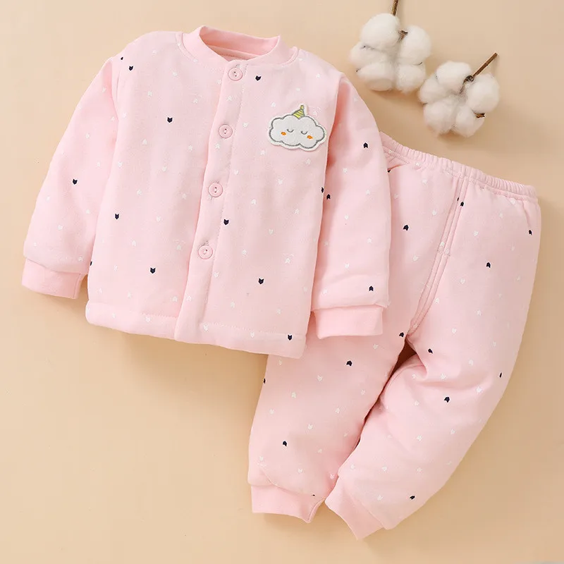 

Autumn and winter infant underwear pure cotton newborn clothes baby warm thick clothes cotton children's clothing suit