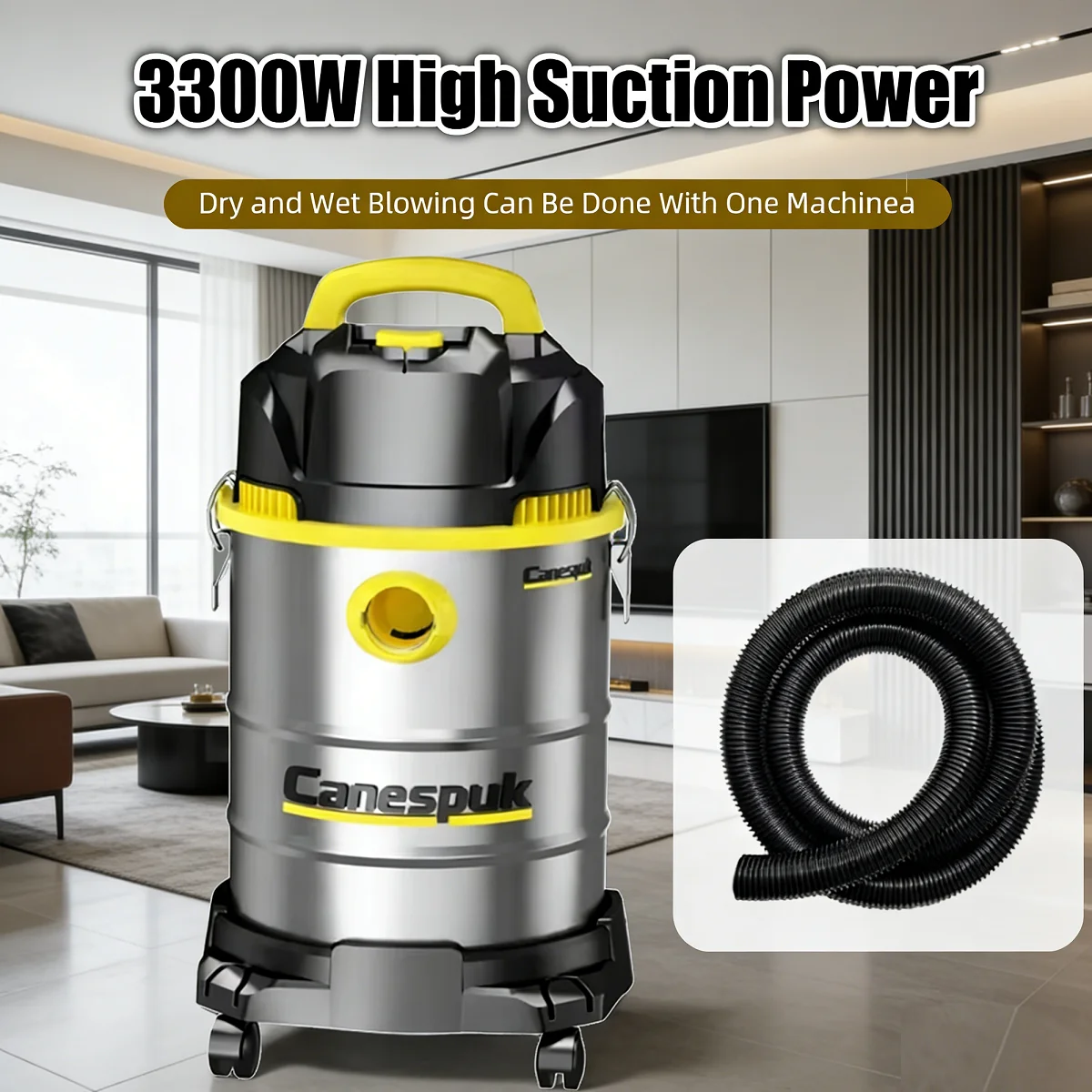 Electric Vacuum Cleaner 3000W Powerful Copper Core Motor Thickened Bucket Wet & Dry Vacuum Cleaner for Household & Commercial