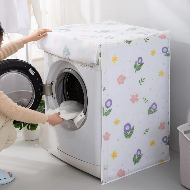 Drum Washing Machine Covers Cute Print Dust Cover For Drum Washer-dryer Waterproof PEVA Protection Cover Household New