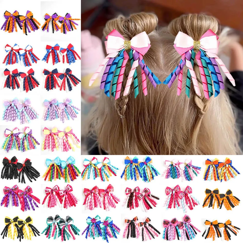 20Pc/lot Cute Double Color Ribbon Hair Bow Hair Clips Princess Baby Hairpins Barrettes Handmade Headwear Hair Accessories Bulk