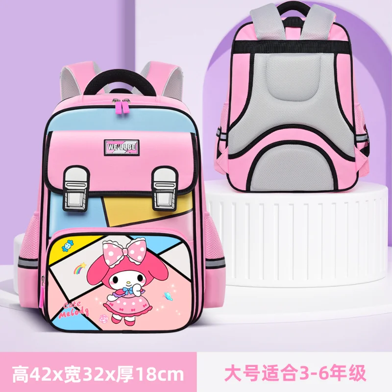 Sanrio Kulomi Cartoon Borsa Comfort Ridge per bambini Cute Melody Zaino riflettente notturno leggero e impermeabile per ragazze