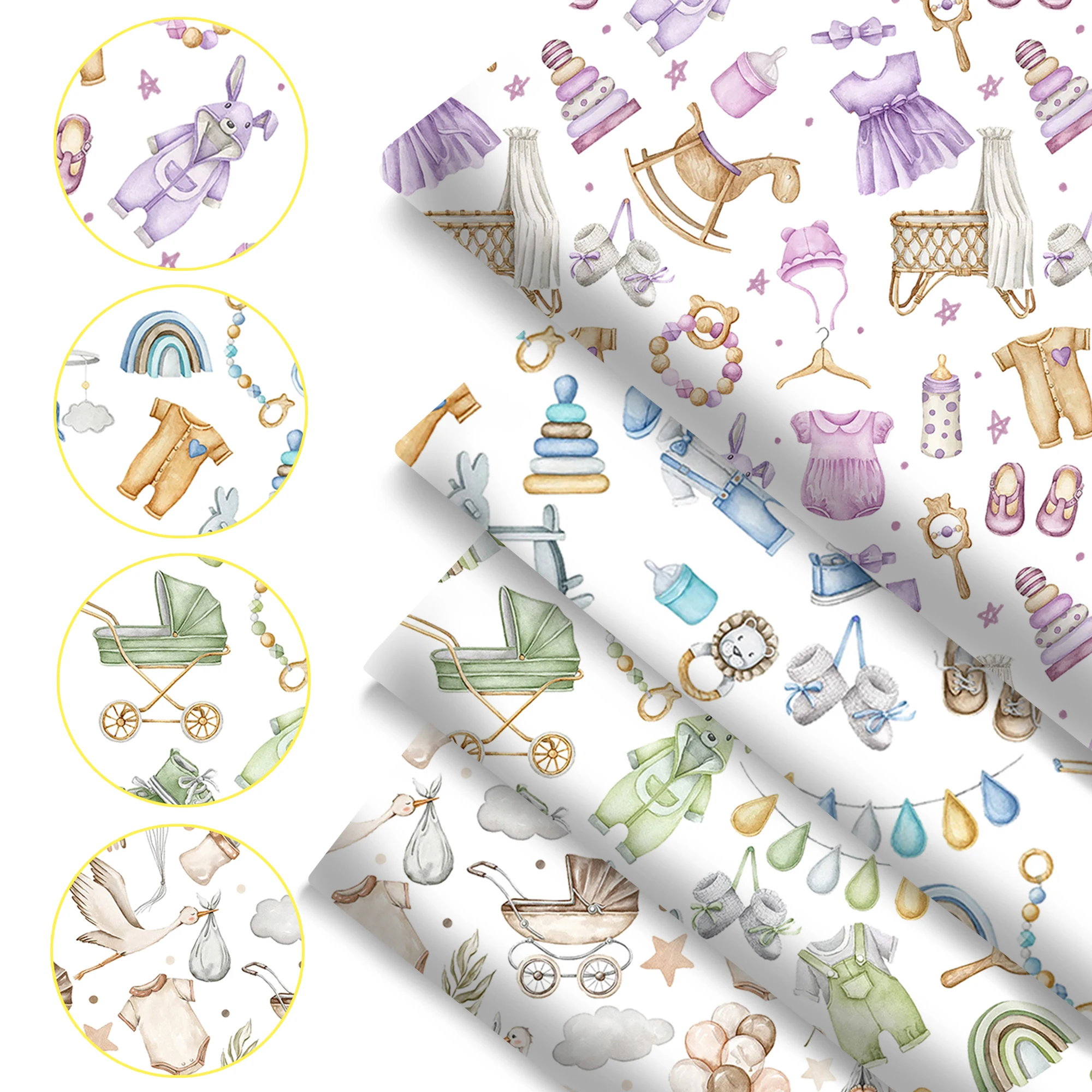 Pre-cut 4pcs/set Seasonal Baby Bottles Shoes Style Fabric Packs17.7*19.7 Inches Polyester Patchwork, Suitable
